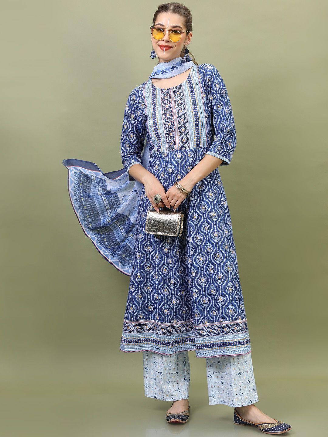 Vishudh Women Ethnic Motifs Pure Cotton Kurta Set Price in India