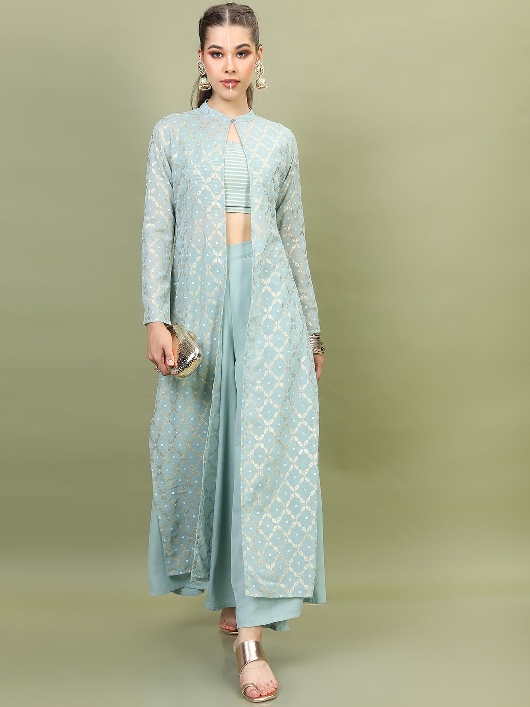 Vishudh Women Woven Design Kurta with Palazzo & Jacket Price in India