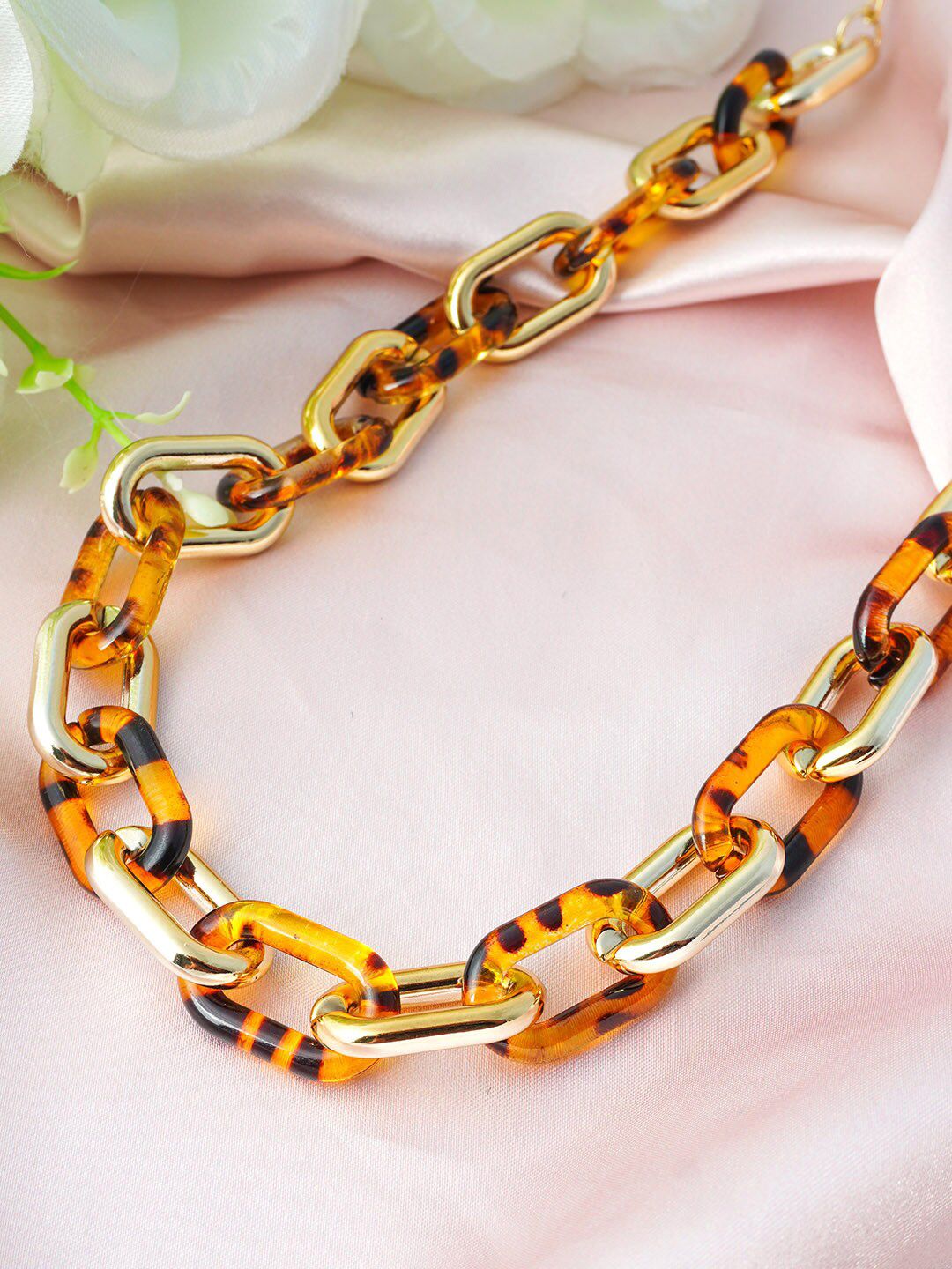 Ferosh Orange & Gold-Toned Necklace Price in India