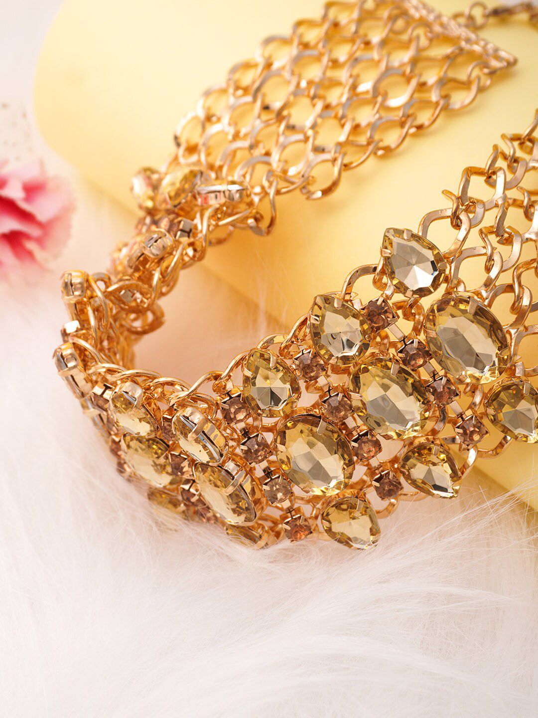Ferosh Gold-Toned & White Necklace Price in India