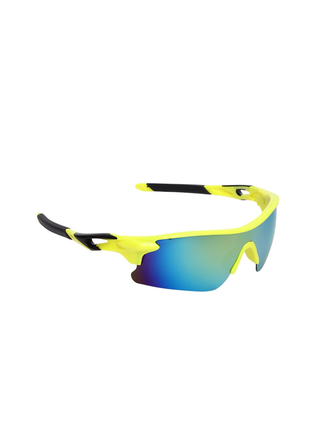 CRIBA Unisex Blue Lens & Yellow Sports Sunglasses with UV Protected Lens Price in India