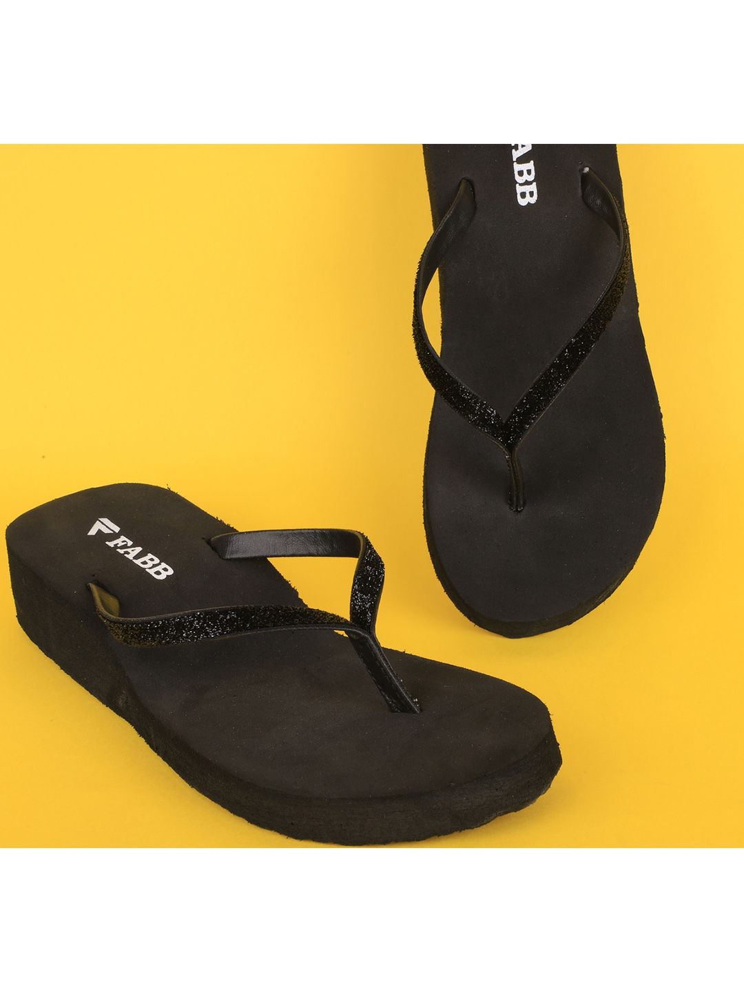 FABBMATE Women Black T-Strap Flats Price in India