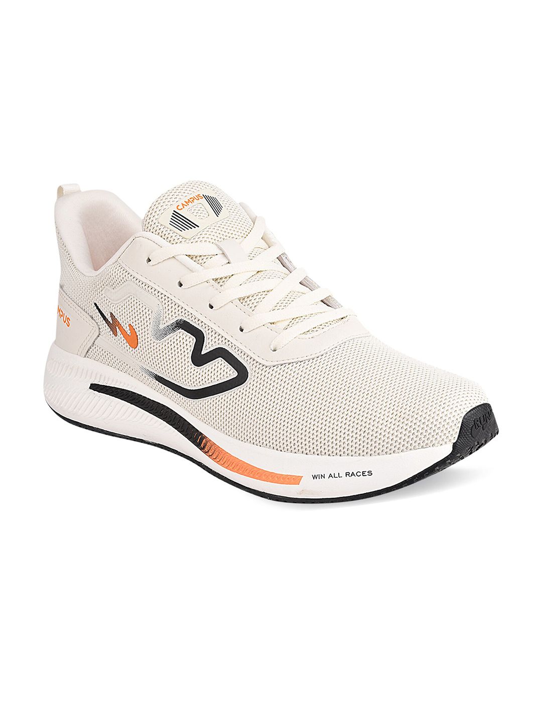 Campus Men RAKE Off White Mesh marking Running Shoes
