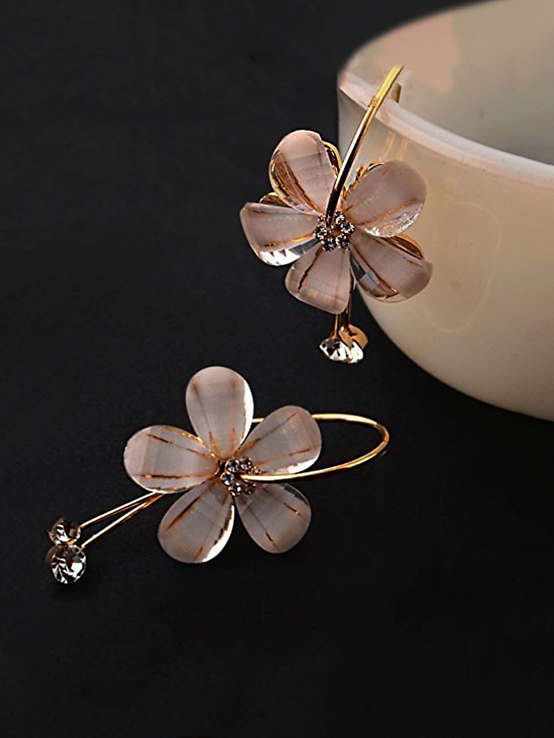 Yellow Chimes White Floral Dangle Drop Earrings Price in India