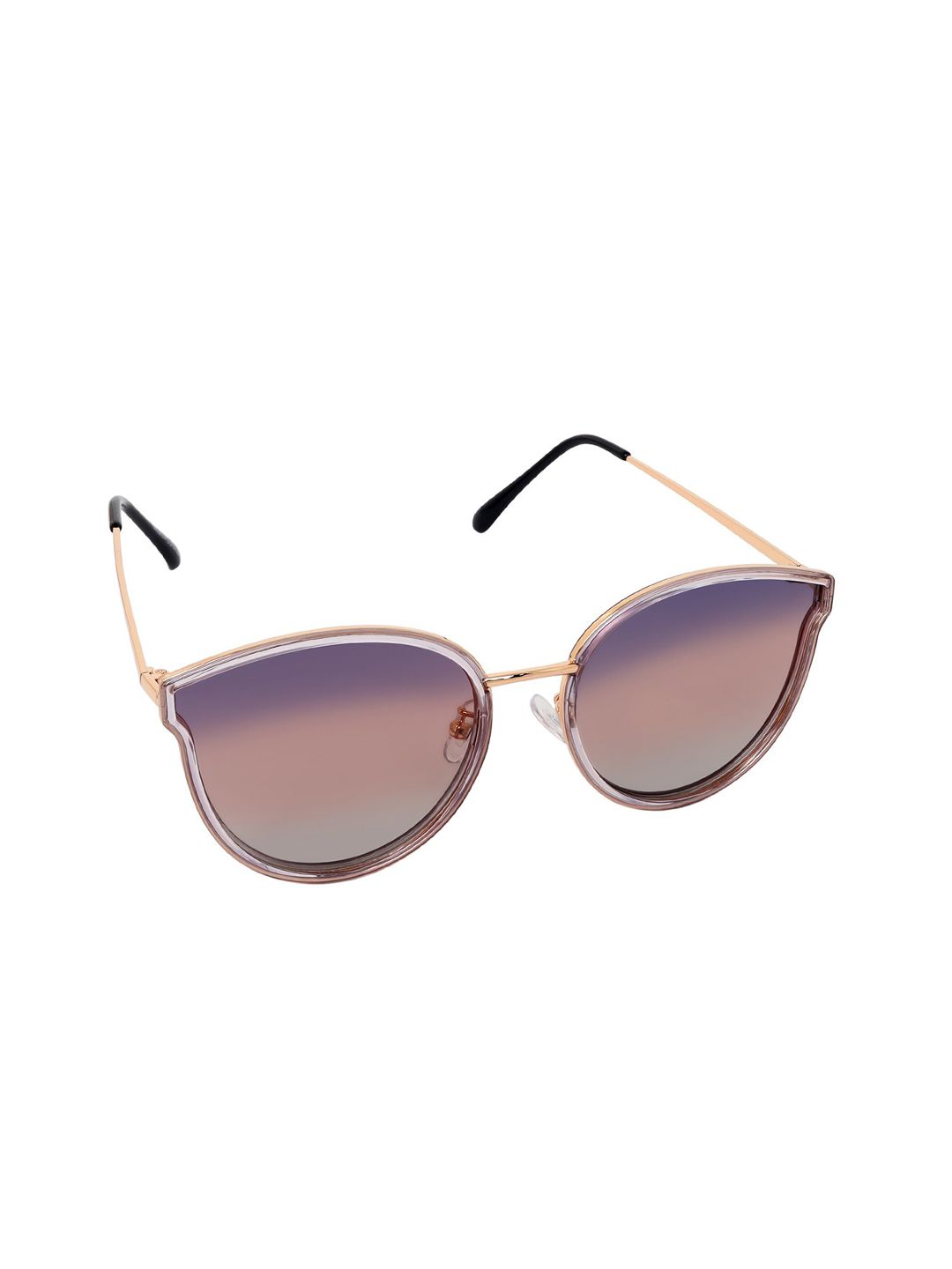 Aeropostale Women Purple Lens & Gold-Toned Oval Sunglasses with Polarised and UV Protected Lens Price in India