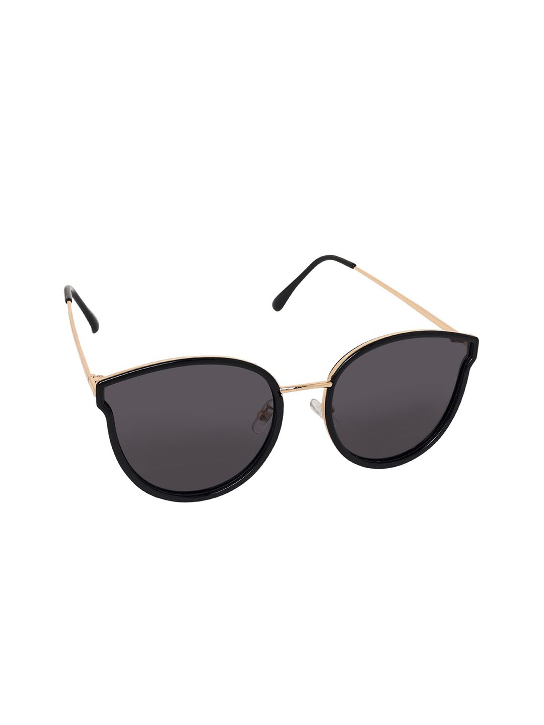 Aeropostale Women Black Lens & Gold-Toned Oval Sunglasses with Polarised and UV Protected Lens Price in India