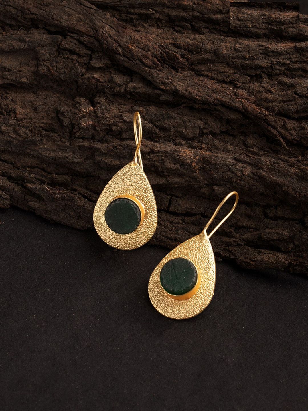 Ozanoo Gold-Toned Teardrop Shaped Drop Earrings Price in India