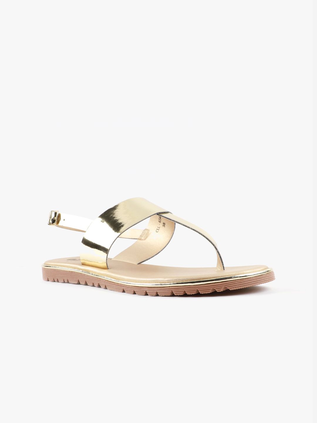 Carlton London Gold-Toned Kitten Sandals with Buckles Price in India