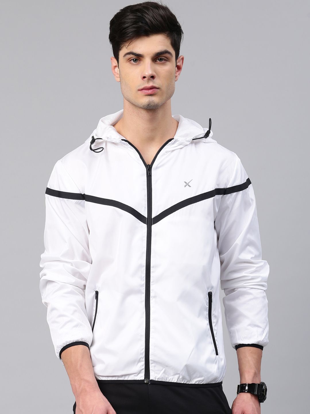 HRX by Hrithik Roshan Men Off-White Solid Sporty Jacket