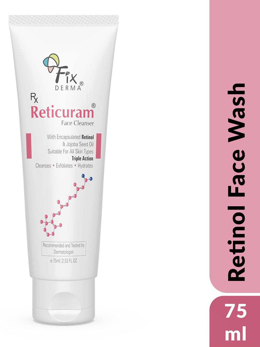 FIXDERMA 0.5% Retinol Reticuram Face Cleanser with Jojoba Oil For All Skin Types - 75ml