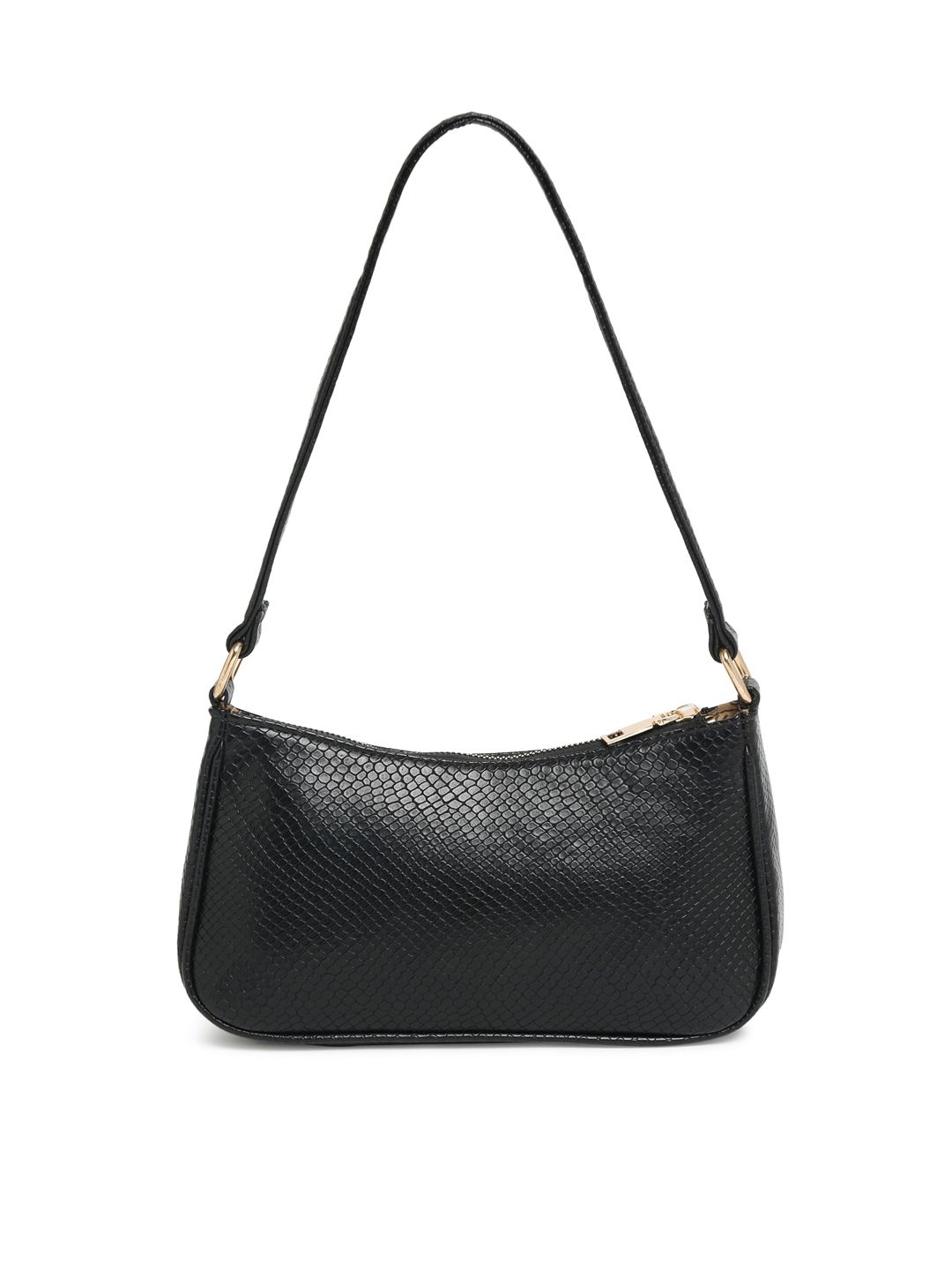 Apsis Black Textured Structured Hobo Bag with Cut Work Price in India