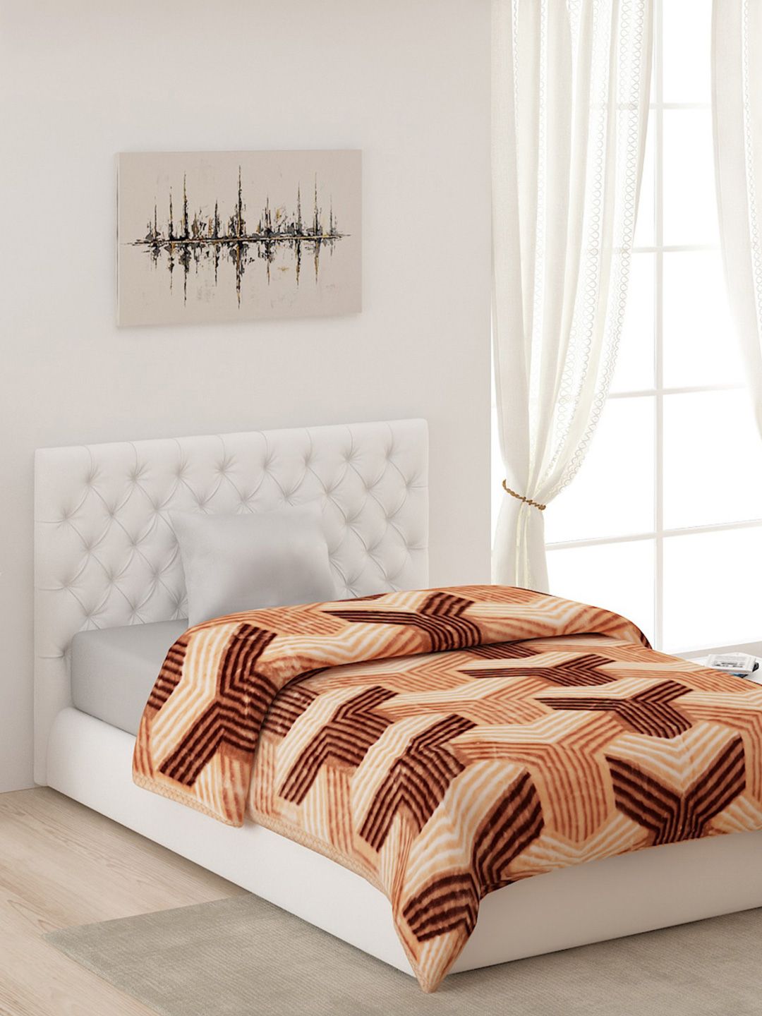 Monte Carlo Brown & Beige AC Room Single Bed Blanket Price in India