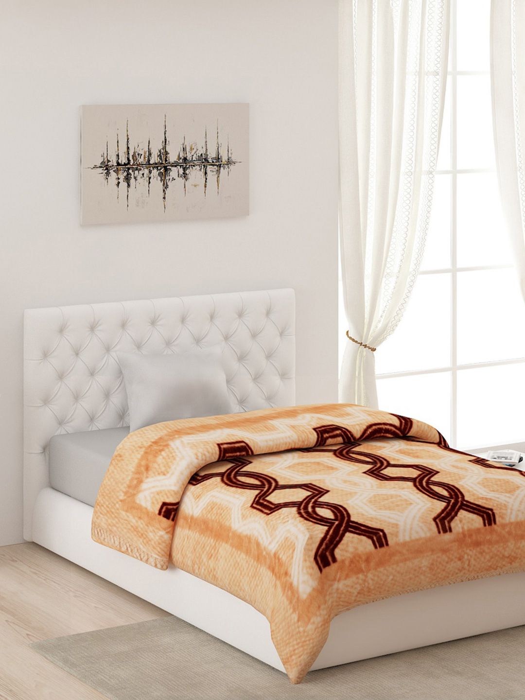 Monte Carlo Beige & Brown AC Room Single Bed Blanket Price in India