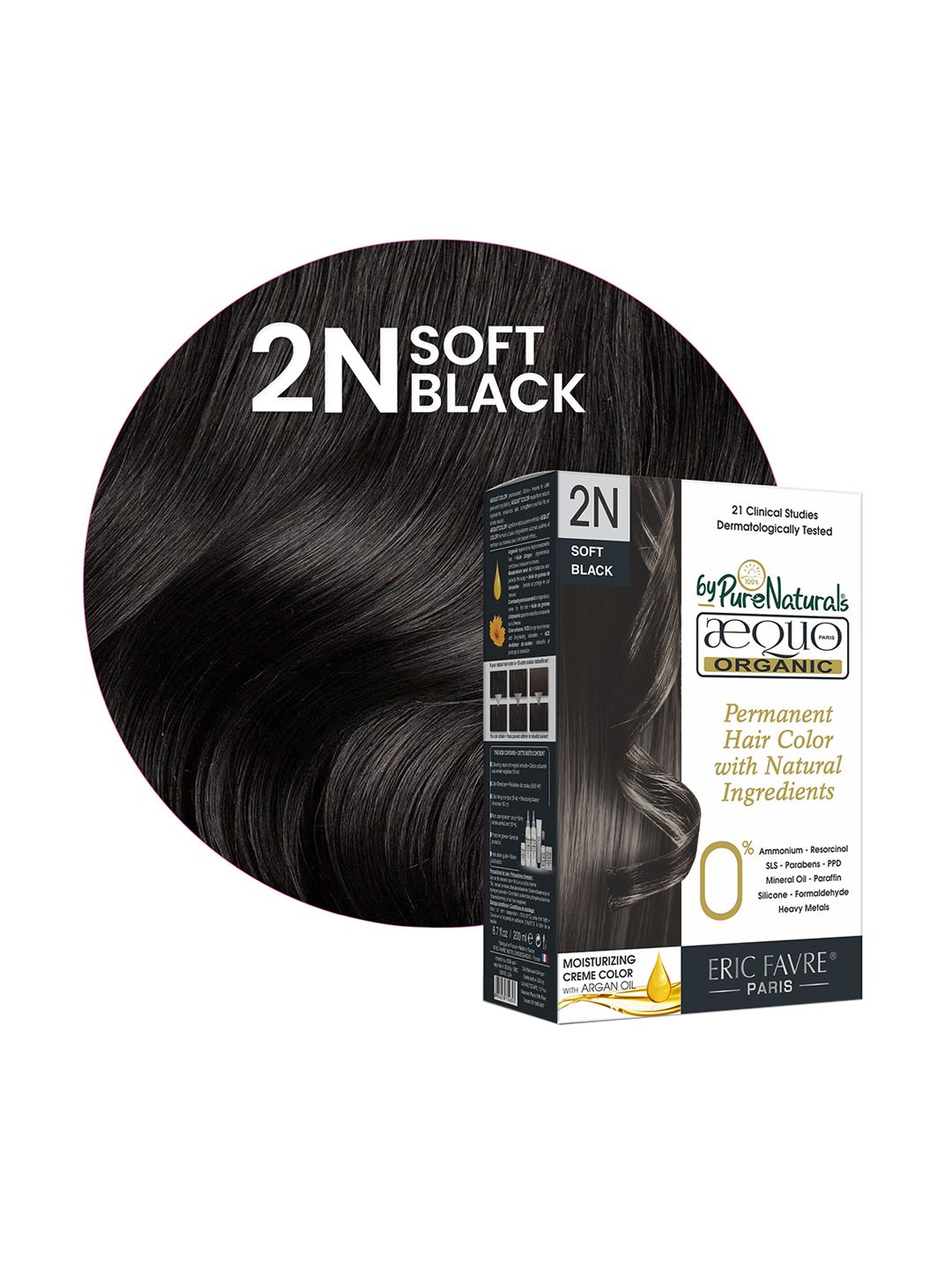 Aequo Organic Set Of 2 Permanent Hair Color with Natural Ingredients - Soft Black 2N Price in India