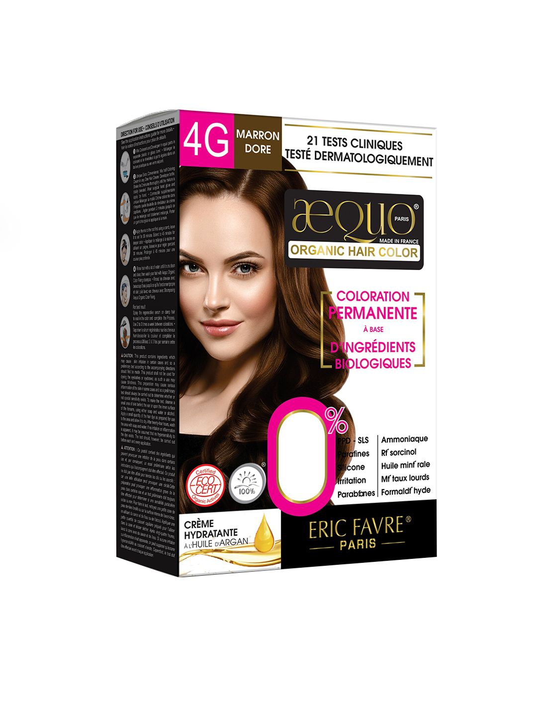 Aequo Organic Women Permanent Hair Color 170 ml - Golden Brown 4G Price in India