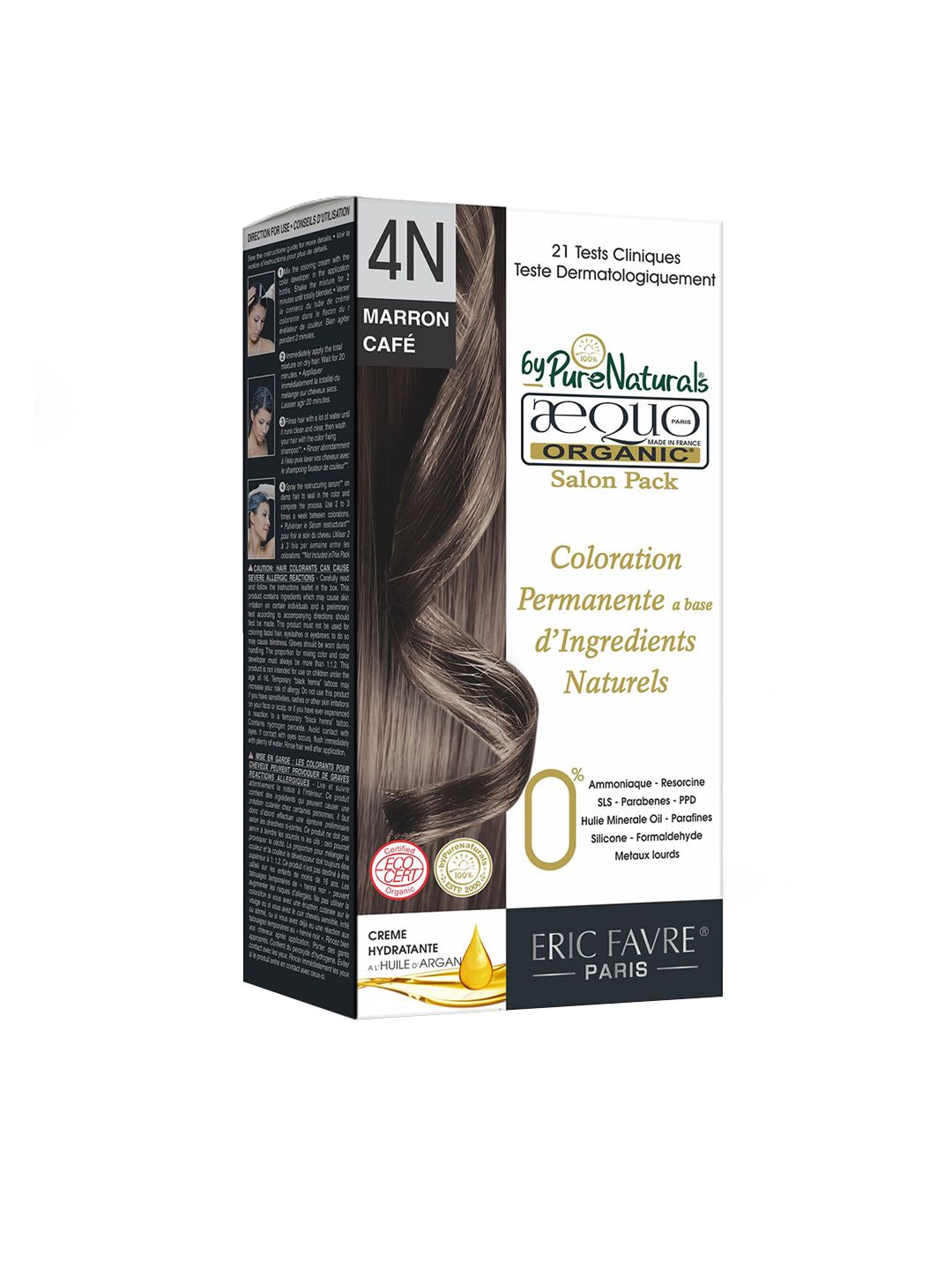 Aequo Organic Permanent Ammonia-Free Cream Hair Color 120 ml - Medium Brown 4N Price in India