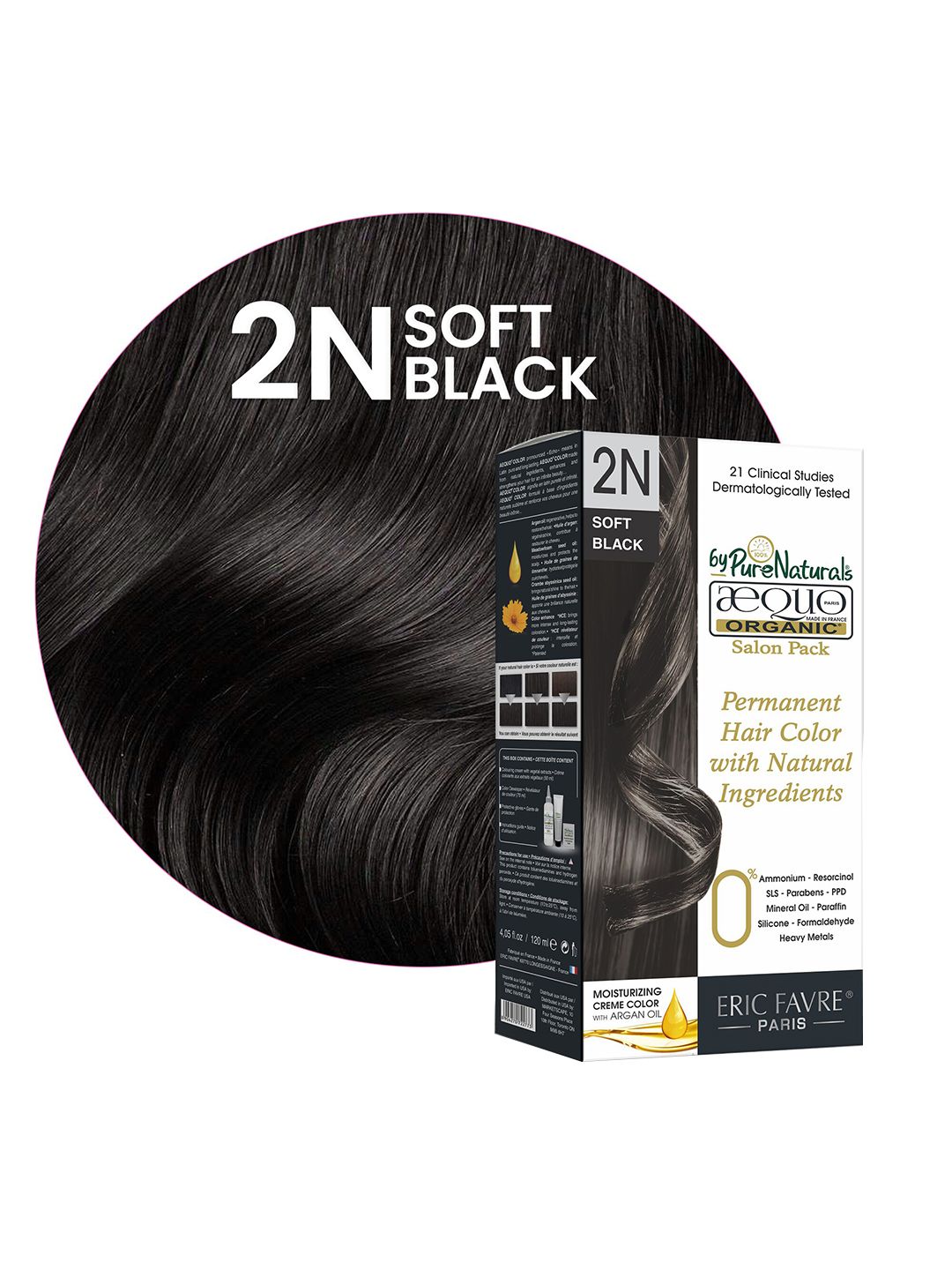 Aequo Organic  Set Of 2 Damage Free Cream Hair Color Salon Pack - 2N Blackish Brown  - 120 ml Price in India