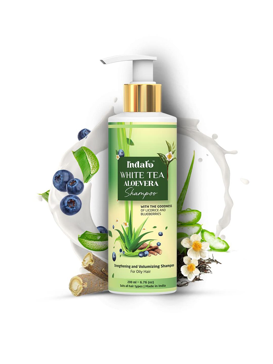 INDALO White Tea Aloe Vera Shampoo with Licorice & Blueberries for Oily Hair - 200ml Price in India