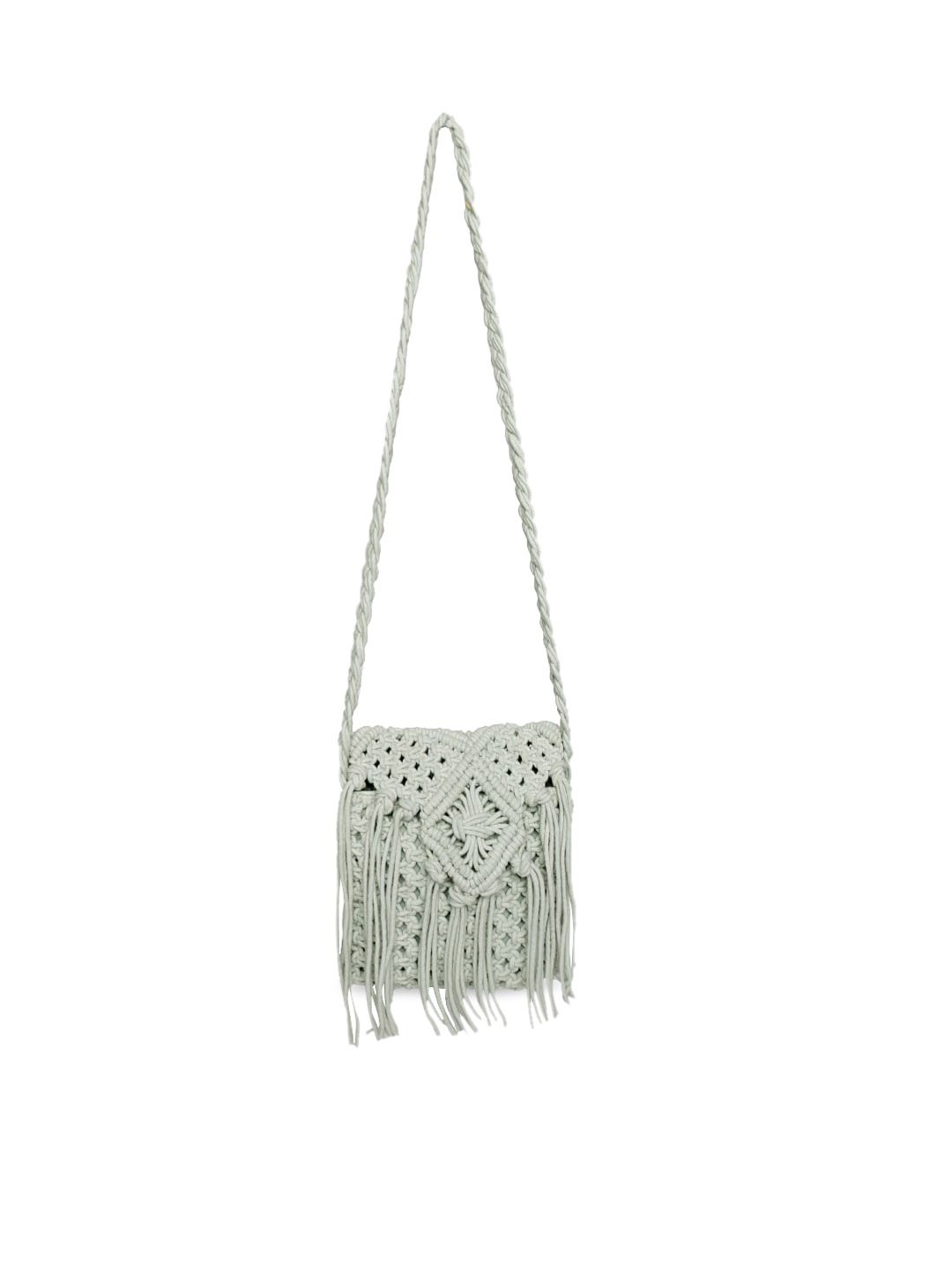 ASTRID Green Structured Sling Bag with Fringed Price in India