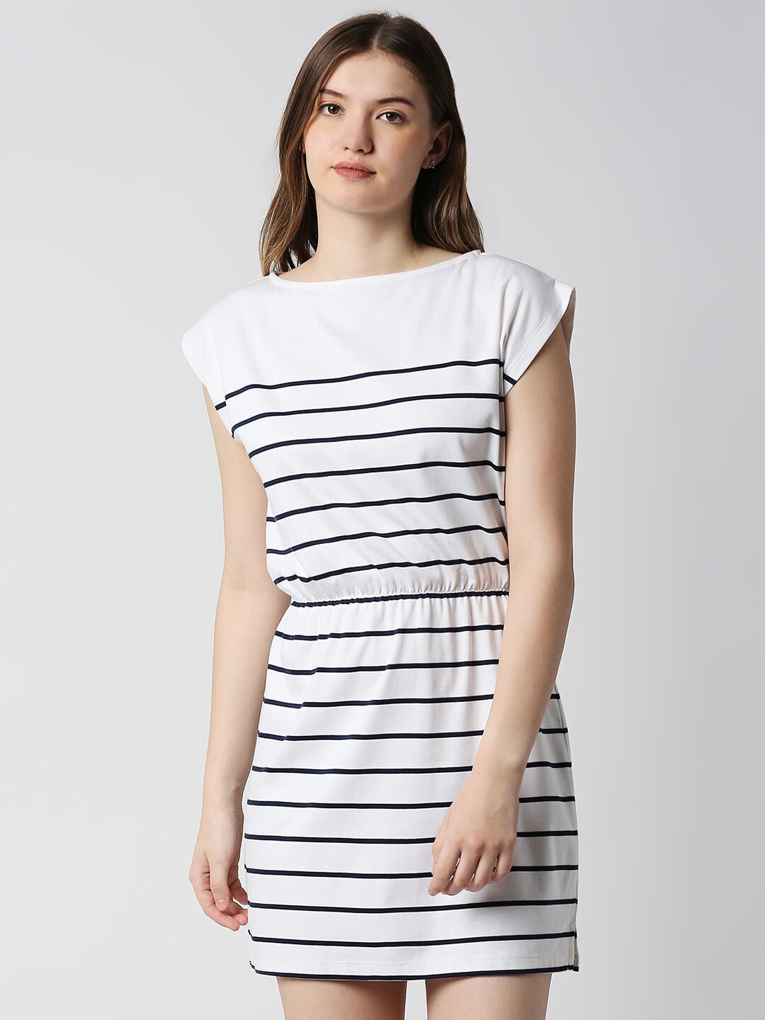 Disrupt White Striped Sheath Mini Dress Price in India