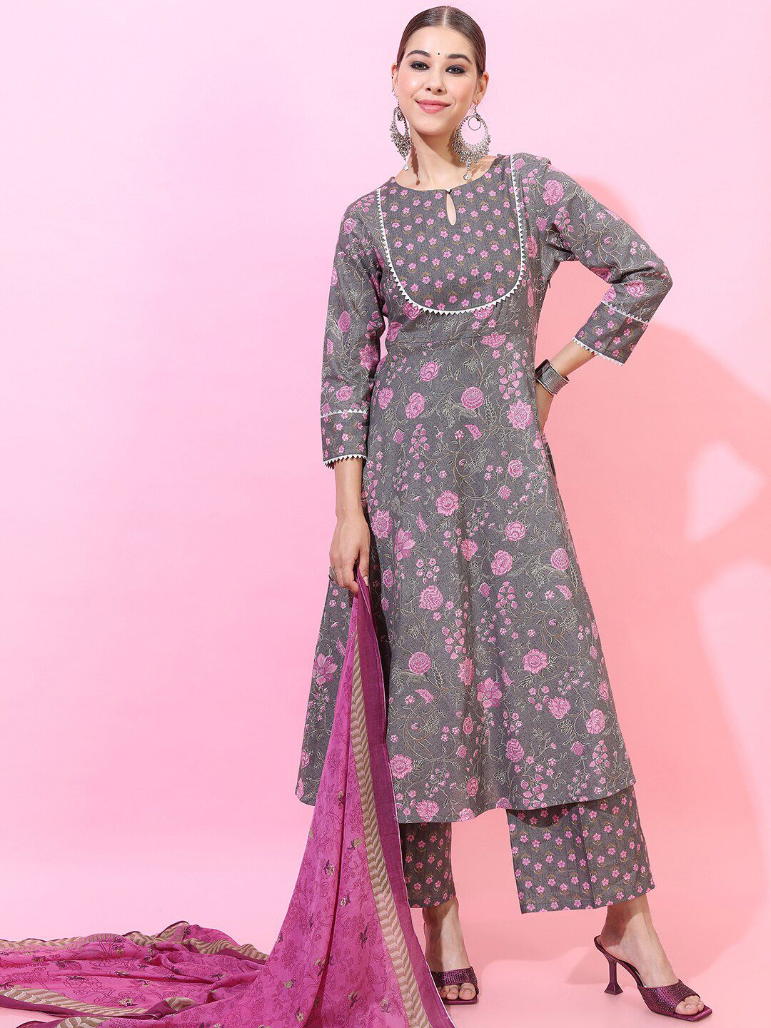 Vishudh Women Floral Pure Cotton Kurta Set Price in India