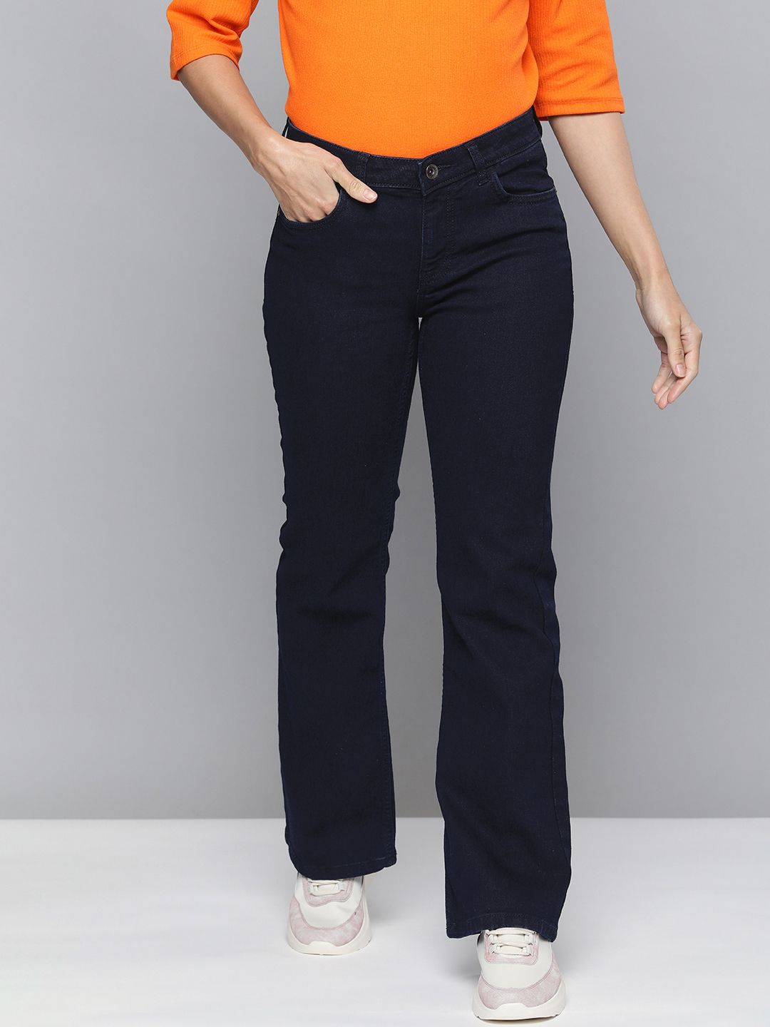 Flying Machine Women Blue Flared High-Rise Stretchable Jeans Price in India