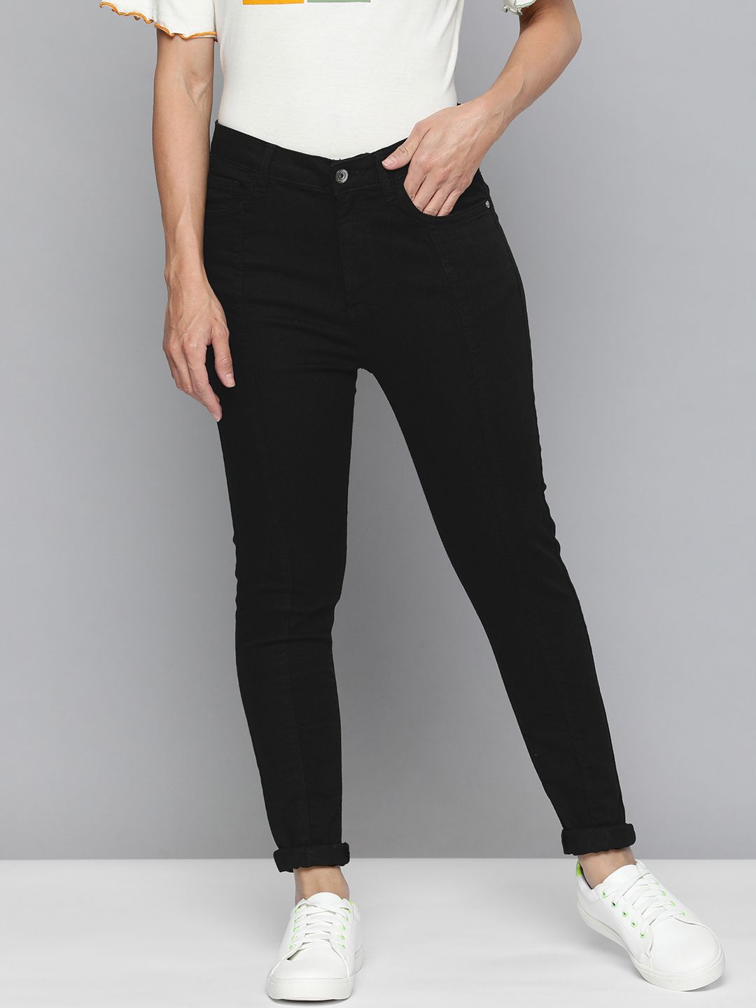 Flying Machine Women Black Veronica Skinny Fit High-Rise Stretchable Jeans Price in India