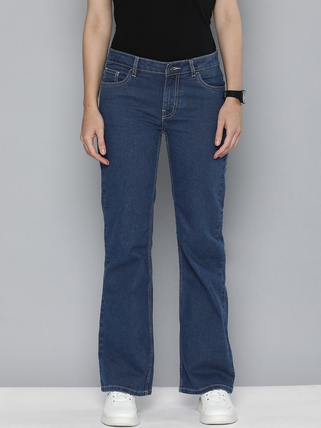 Flying Machine Women Blue Flared Stretchable Jeans Price in India