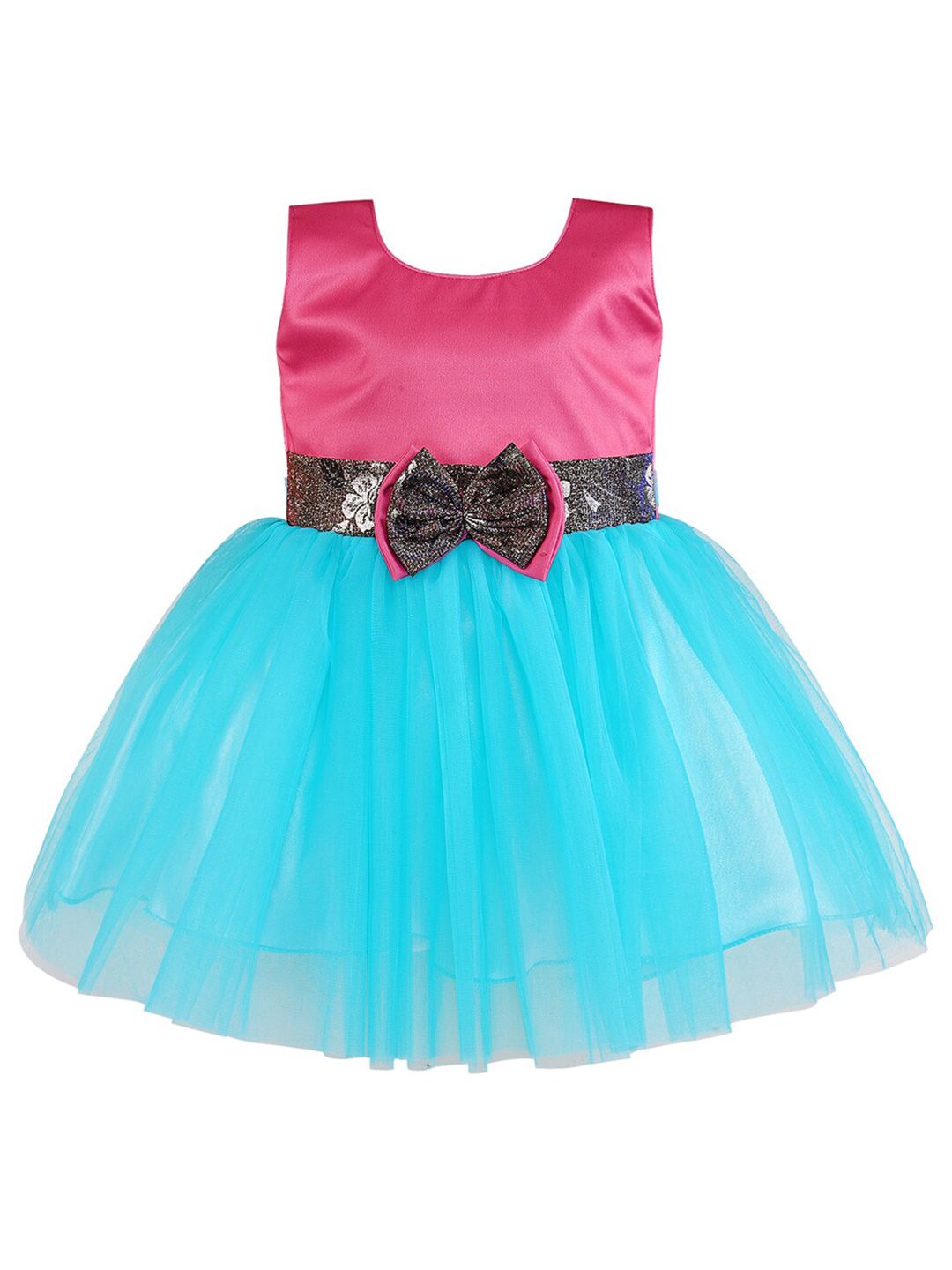 Wish Karo Blue & Pink Net Dress