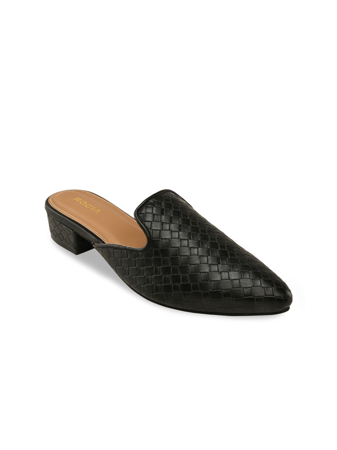 Rocia Black Textured Block Sandals Price in India