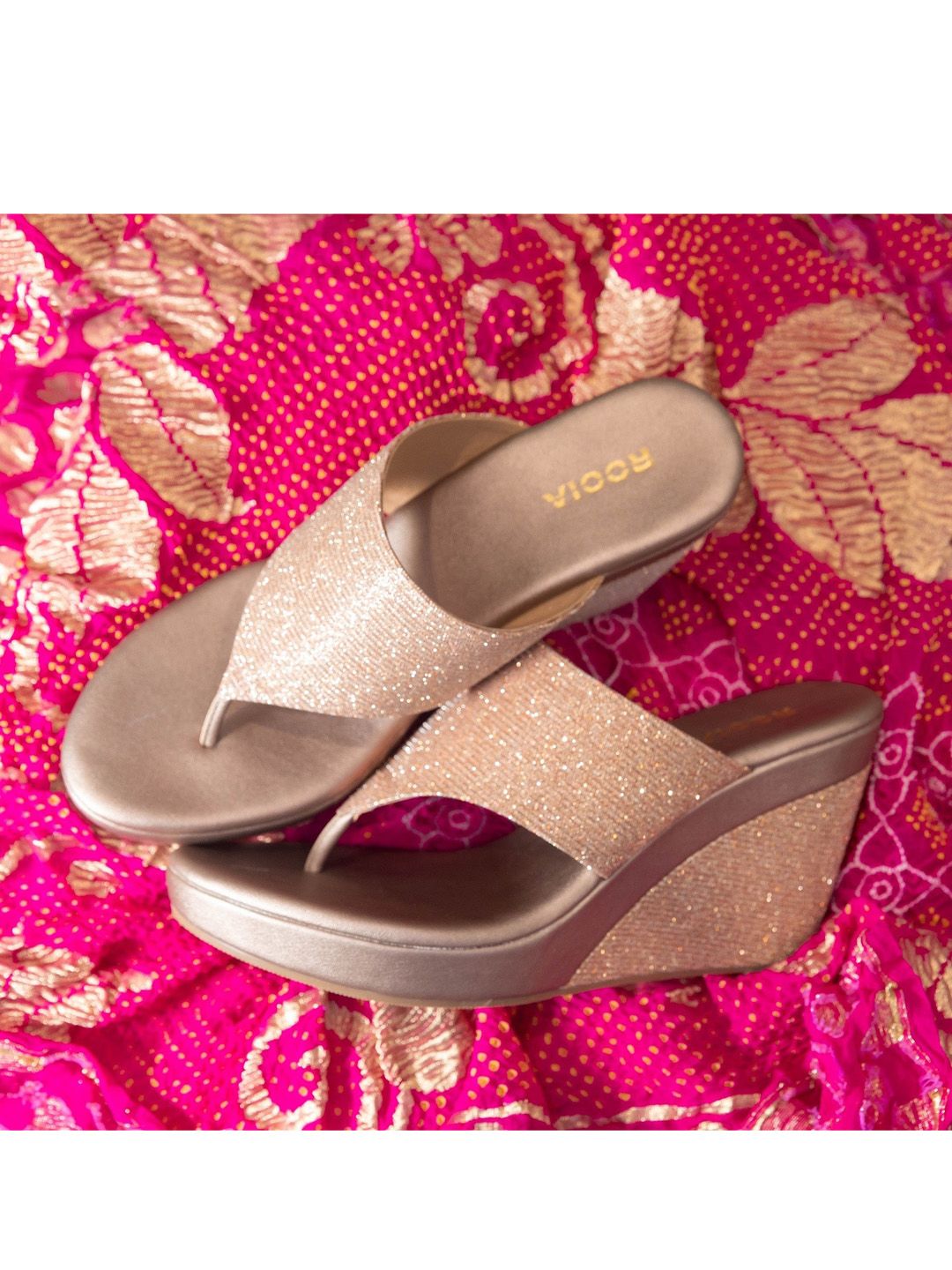 Rocia Champagne Embellished Ethnic Wedge Price in India