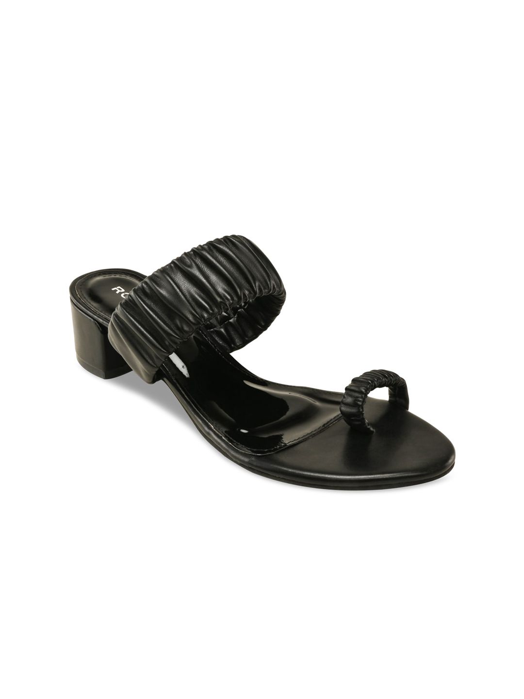 Rocia Black Textured Block Sandals Price in India