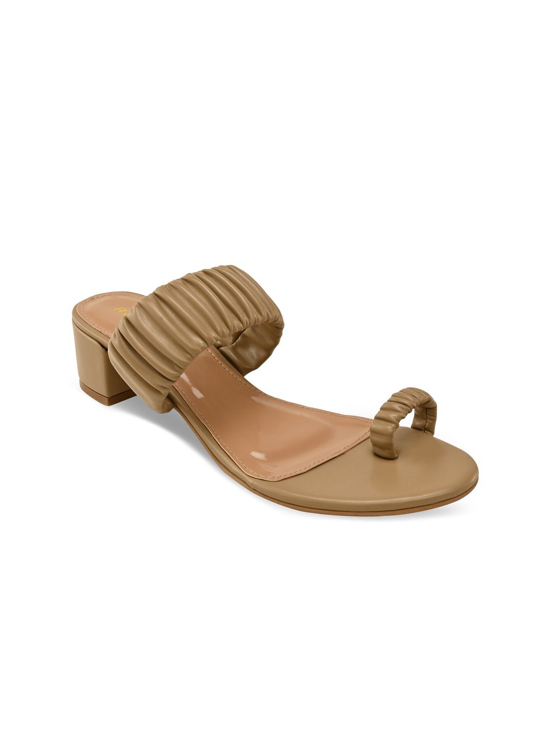 Rocia Beige Textured Block Sandals Price in India