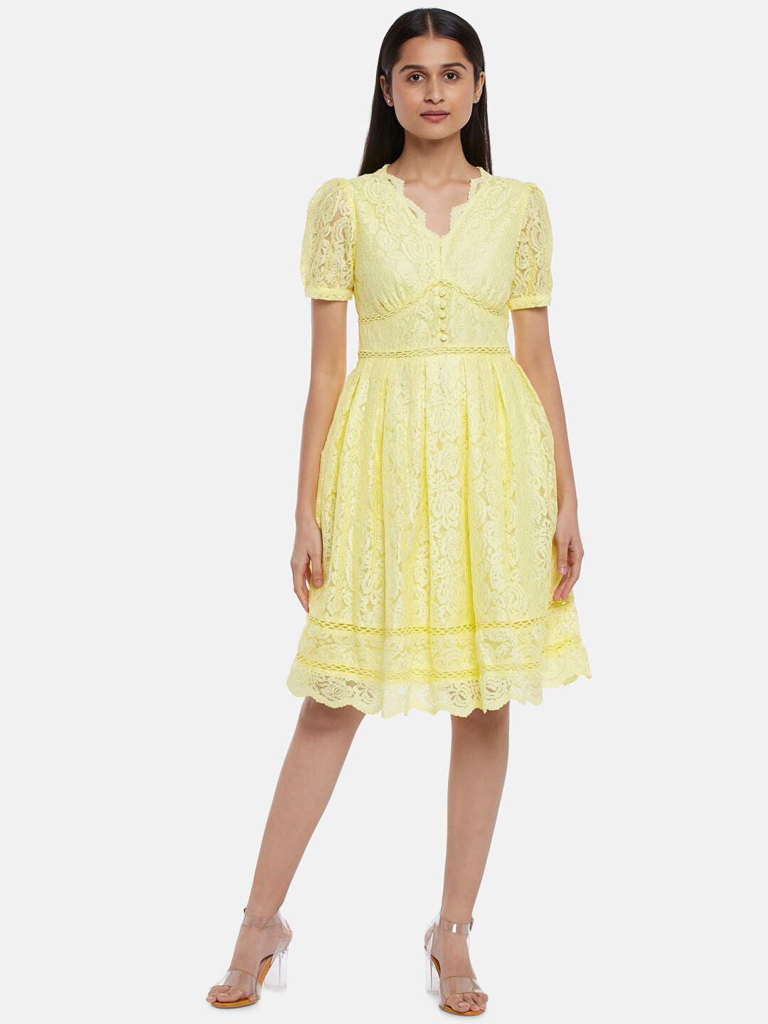 Honey by Pantaloons Yellow Lace Dress Price in India