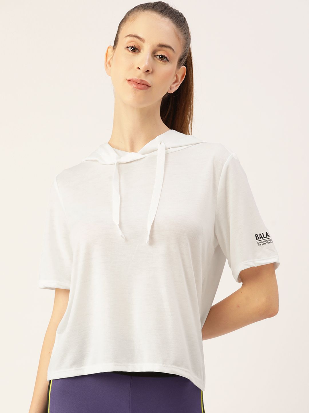 LC Waikiki Women White Hooded T-shirt with Air Performable Technology Price in India