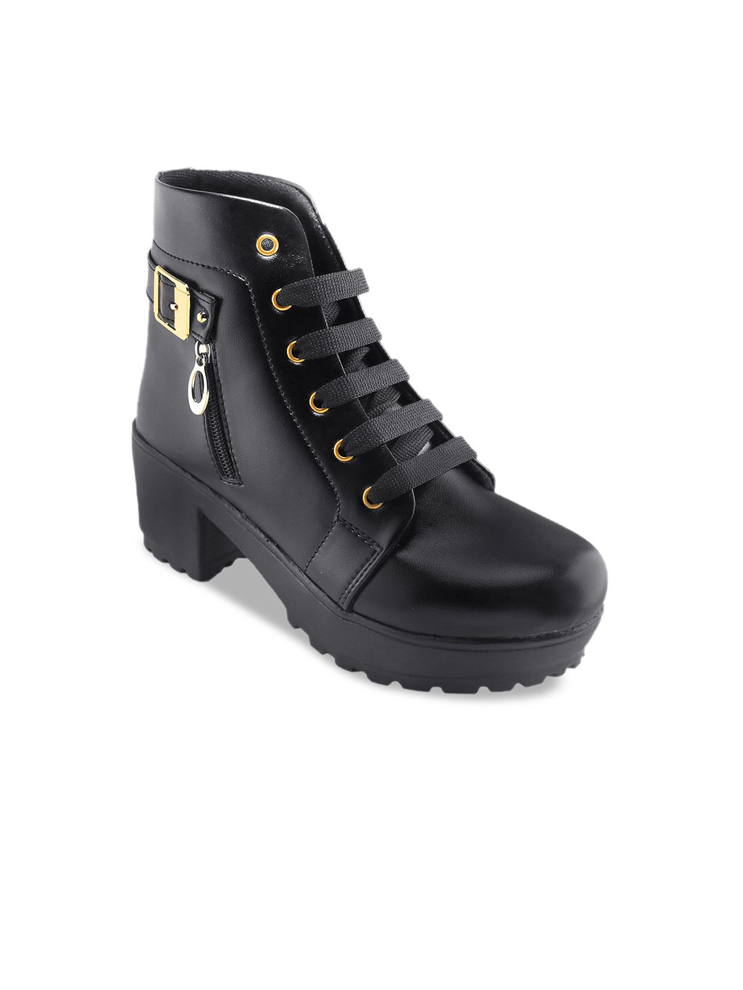 BOOTCO Women Black Solid Boots Price in India