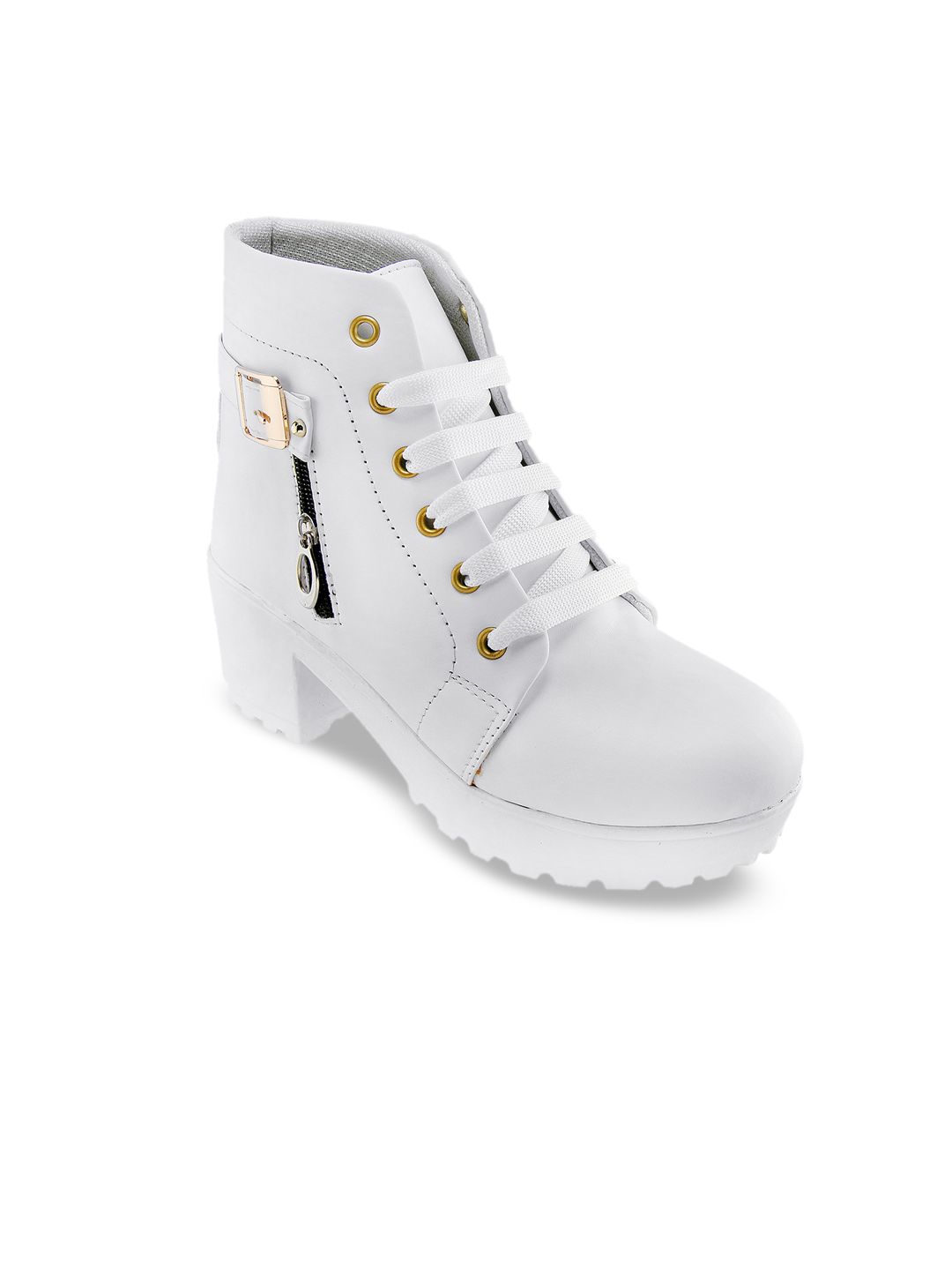 BOOTCO Women White Solid Boots. Price in India