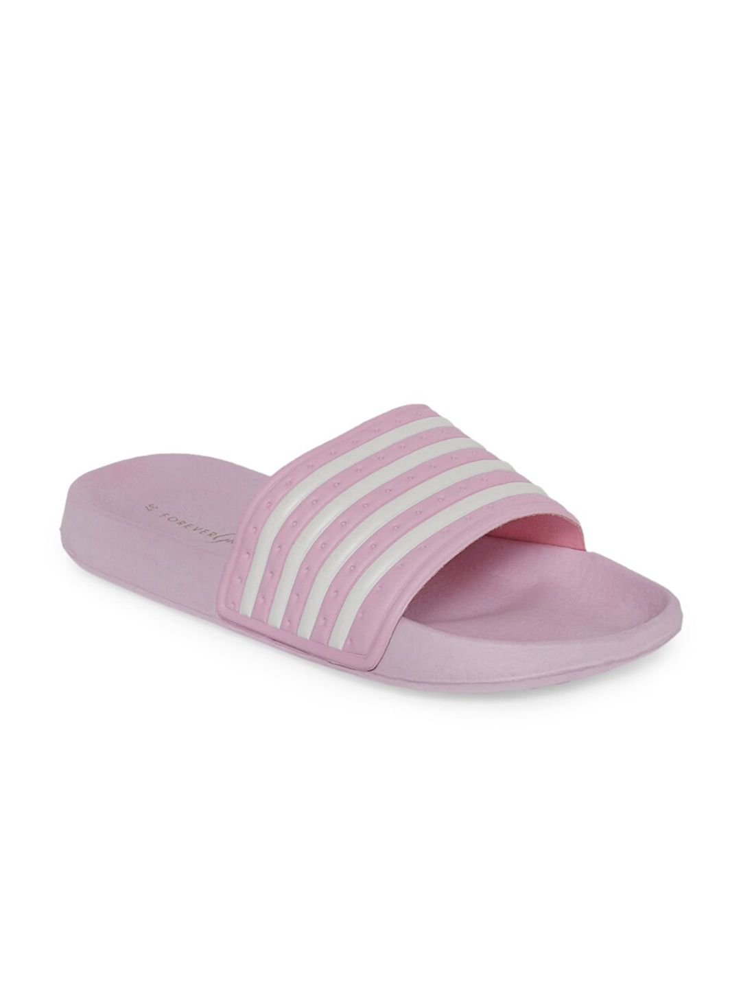 Forever Glam by Pantaloons Women Lavender & White Striped Rubber Slip-On Price in India