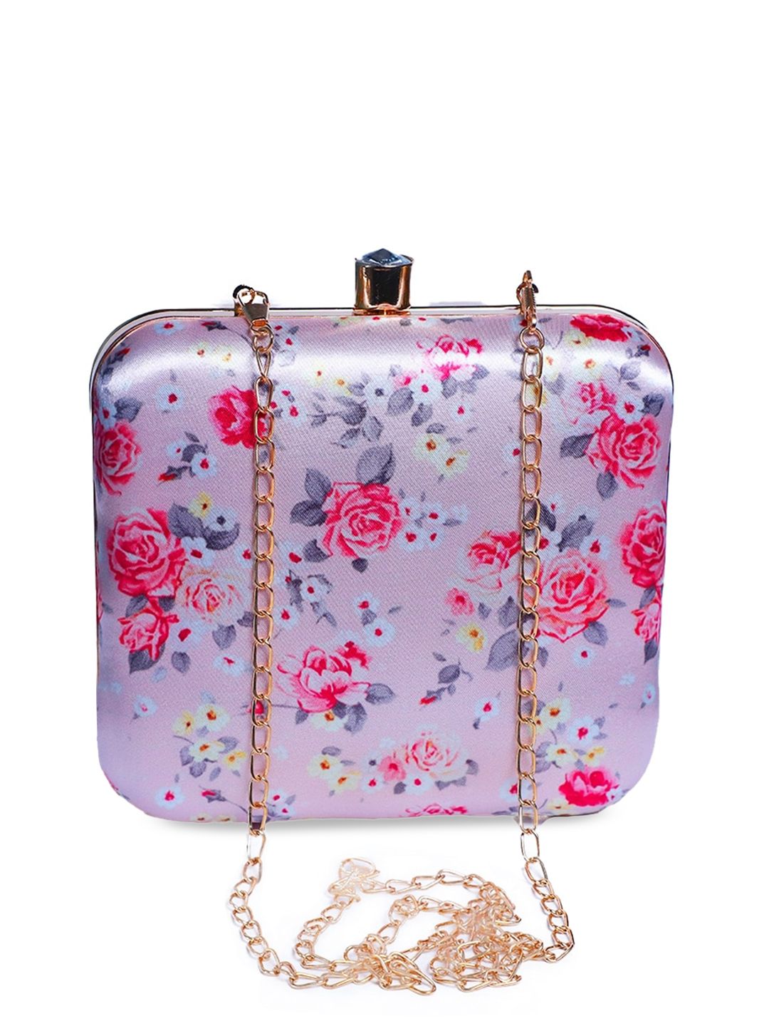 Swisni Pink Floral Printed Structured Sling Bag Price in India