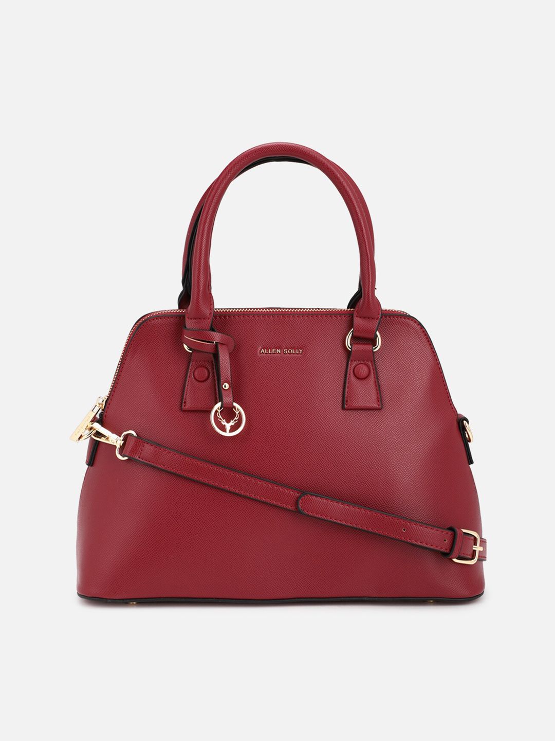 Allen Solly Woman Maroon PU Structured Handheld Bag with Tasselled Price in India