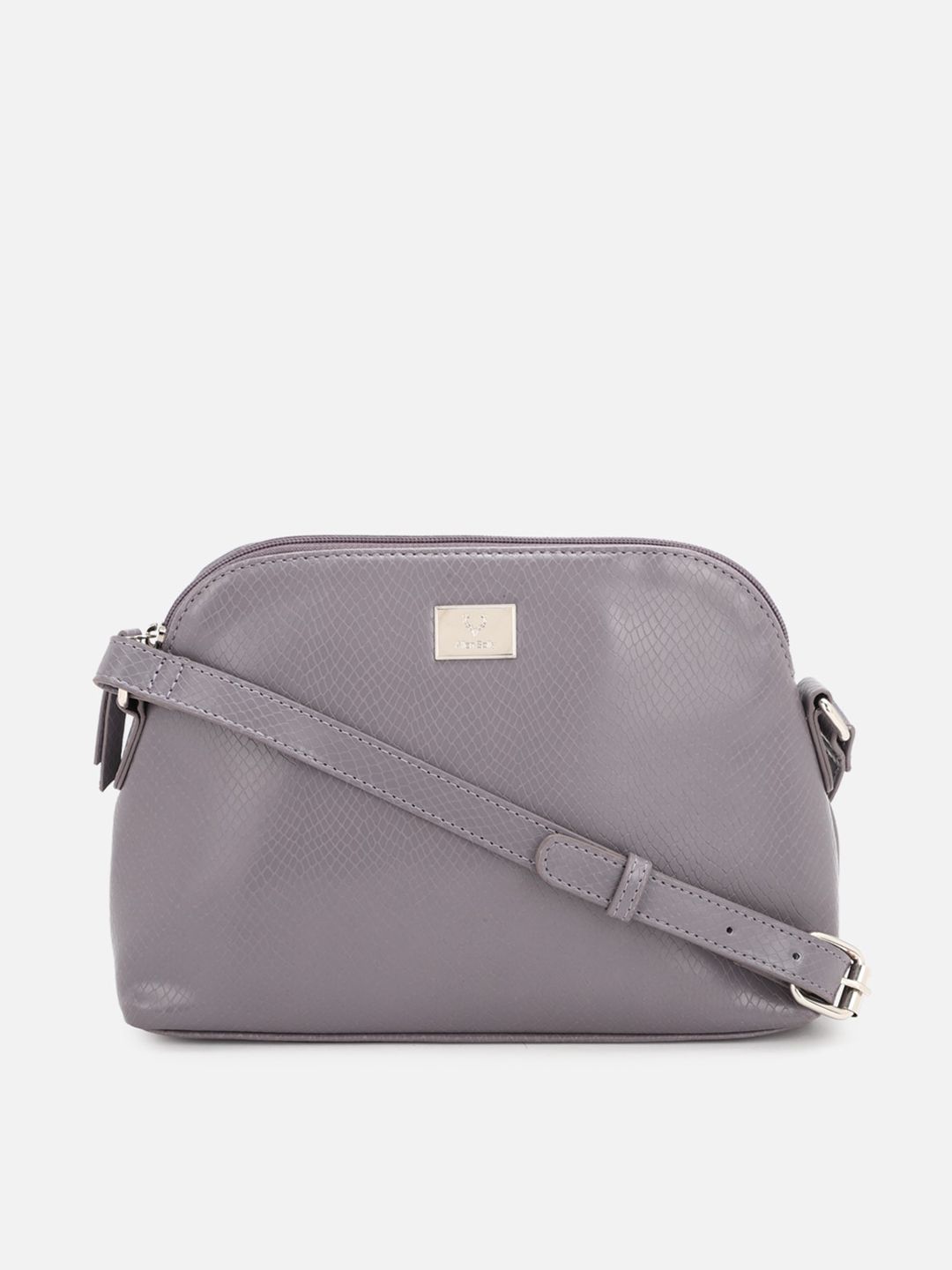 Allen Solly Woman Grey Textured PU Structured Sling Bag with Tasselled Price in India