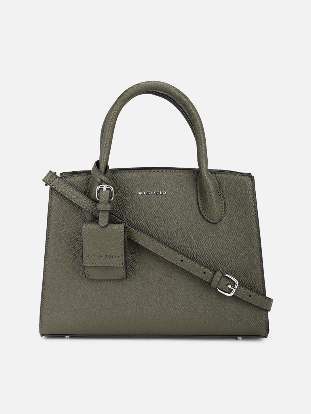 Allen Solly Woman Grey Textured PU Structured Handheld Bag with Tasselled Price in India