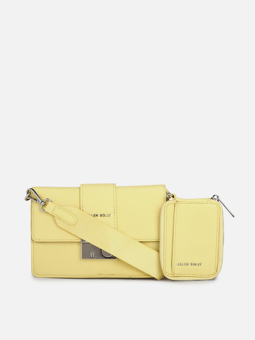 Allen Solly Woman Yellow PU Structured Sling Bag Price in India