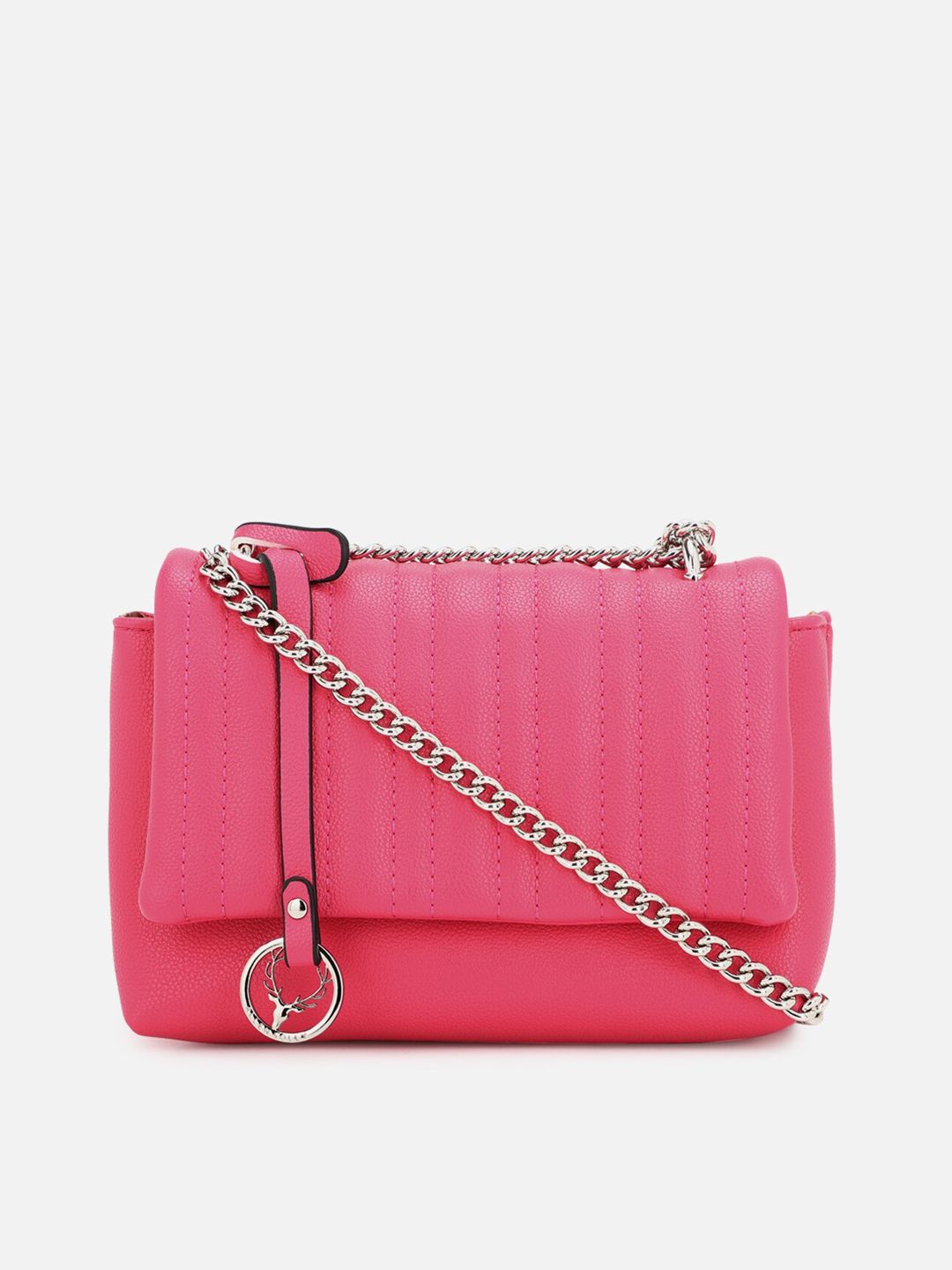 Allen Solly Woman Pink PU Structured Sling Bag Price in India