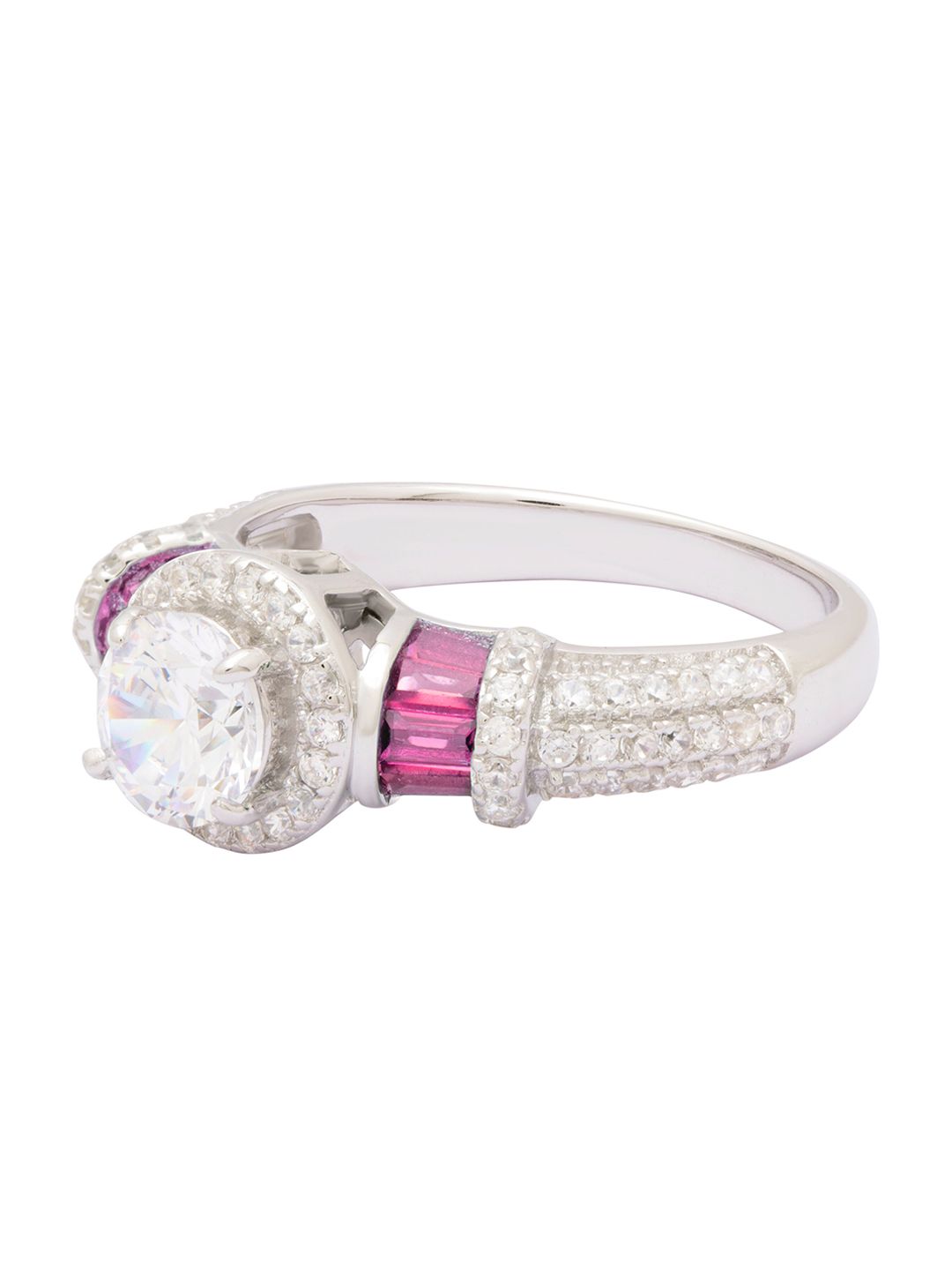 ANAYRA White Sterling Silver American Diamond Studded Ring Price in India