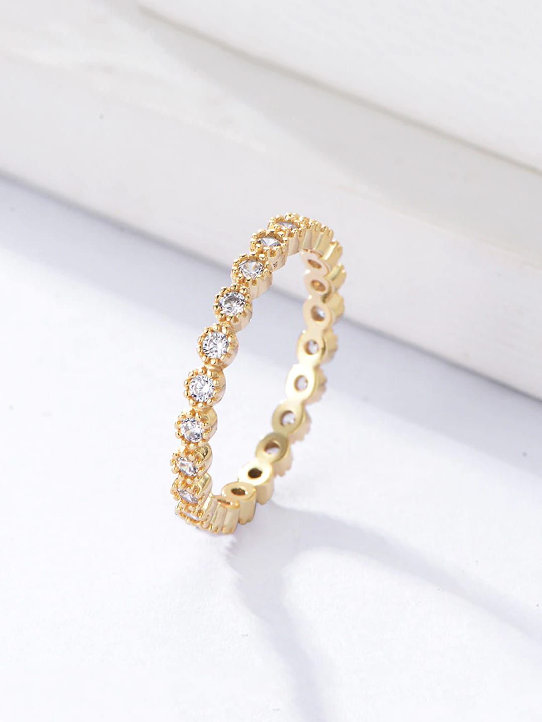 Yellow Chimes Gold-Plated Cubic Zirconia Crystal Studded Finger Ring Price in India