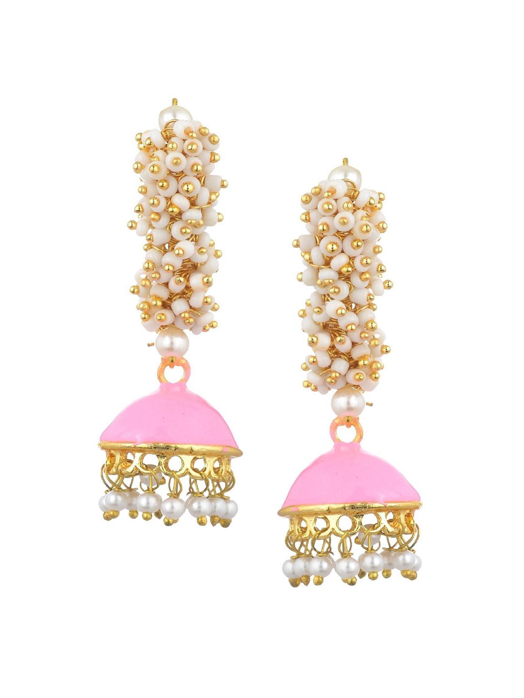 Kshitij Jewels Pink Contemporary Jhumkas Earrings Price in India