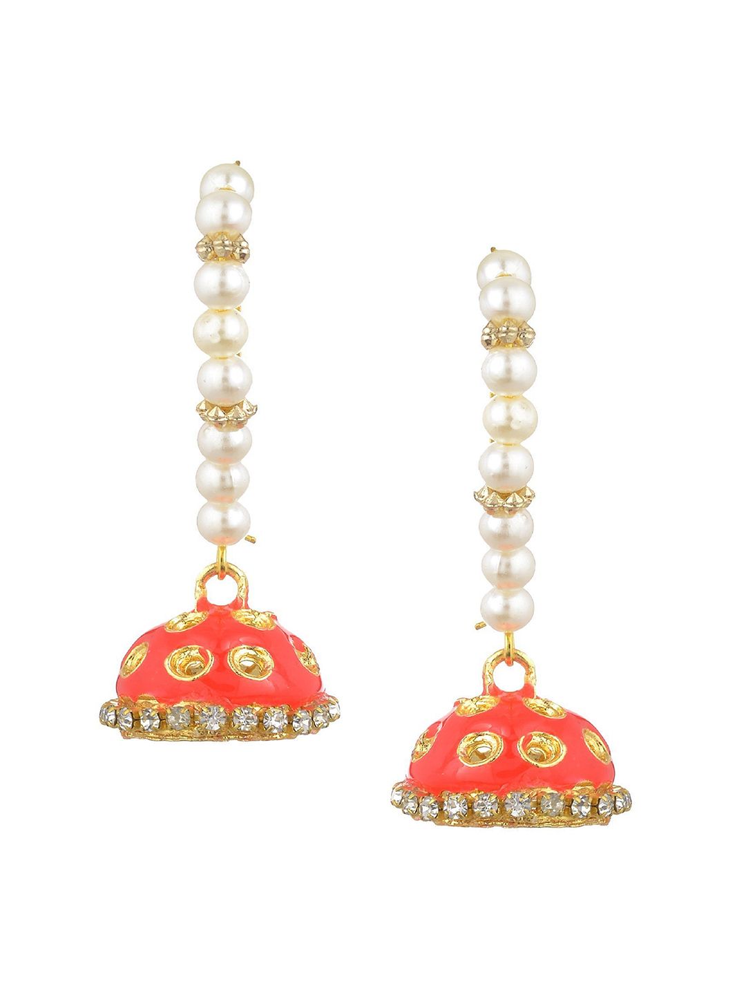 Kshitij Jewels Orange Contemporary Jhumkas Earrings Price in India