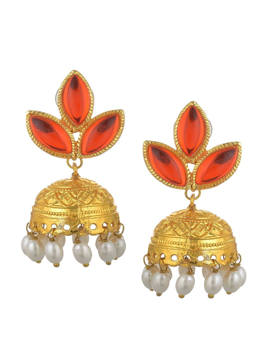 Kshitij Jewels Orange Contemporary Jhumkas Earrings Price in India