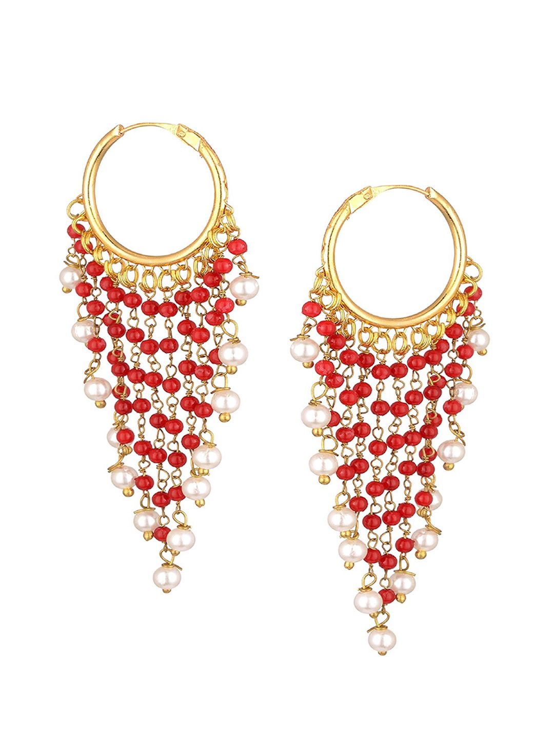 Kshitij Jewels Red Contemporary Drop Earrings Price in India